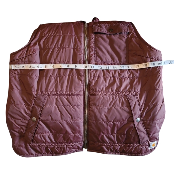 Women's Carhartt Reversible Rain & Wind Resistant Quilted Fleece Vest Wine Med - Picture 8 of 15